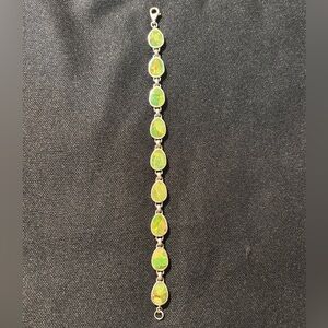 Elegant Silver and Green Turquoise Stone Bracelet